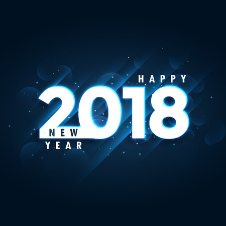 2018 Happy New Year blue background with glowing effect.のイラスト素材