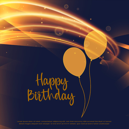 Shiny golden happy birthday card design with light streakのイラスト素材