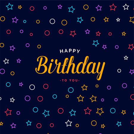 Stylish happy birthday card design with colorful pattern.のイラスト素材