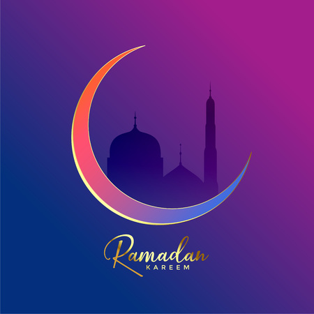 luxury ramadan kareem background with moon and mosqueのイラスト素材