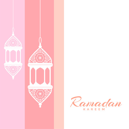 ramadan kareem greeting with decorative lampsのイラスト素材