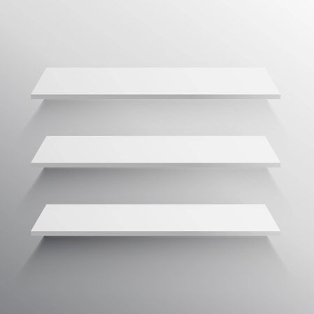 three shelves with long shadow mockupのイラスト素材