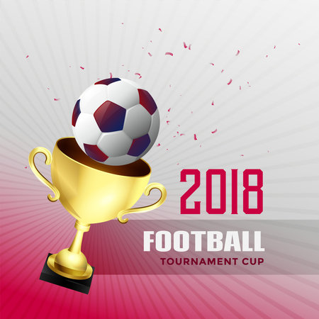 2018 football world championship cup background with golden trophyのイラスト素材