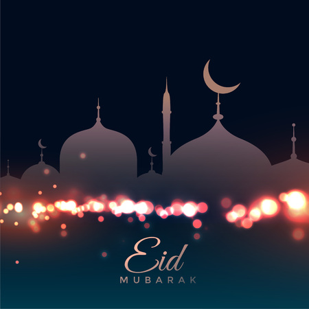 beautiful mosque on bokeh backgroundのイラスト素材