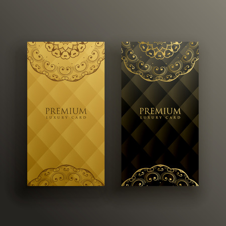 stylish mandala premium golden card designのイラスト素材