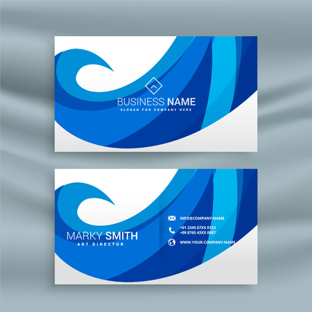 stylish blue wavy shape business cardのイラスト素材