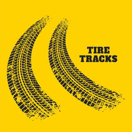 road tire track prints on yellow backgroundのイラスト素材