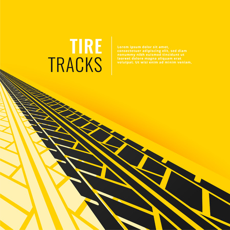 tire tracks in perspective om yellow backgroundのイラスト素材