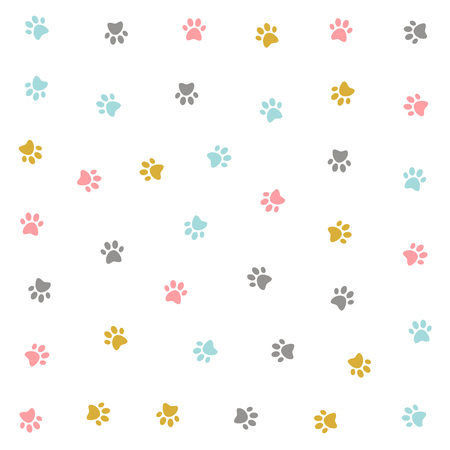 cute colorful kitten pow pattern designのイラスト素材