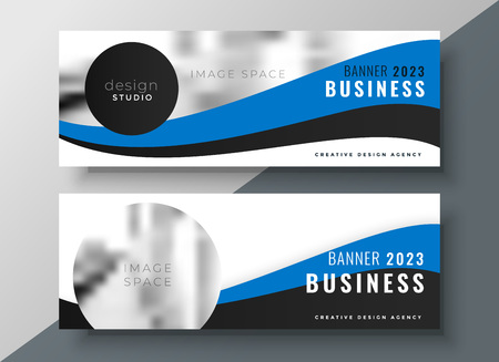 blue wavy business banner designのイラスト素材