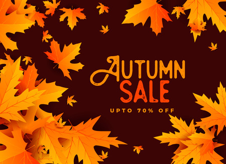 autumn sale banner design with leavesのイラスト素材