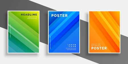 abstract flyer set with stripes designのイラスト素材