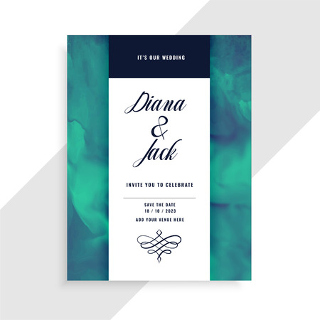 wedding invitation card template with watercolor textureのイラスト素材