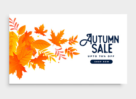 autumn season sale banner design with leavesのイラスト素材