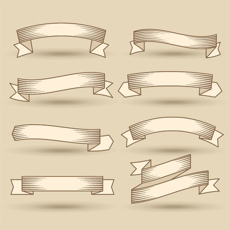 old vintage ribbons banner setのイラスト素材