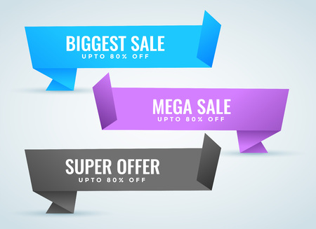 sale banners set in origami styleのイラスト素材