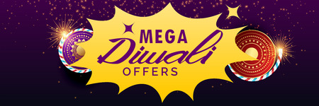 diwali sale banner with crackersのイラスト素材