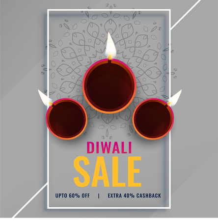 diwali sale poster with festival diya lampsのイラスト素材