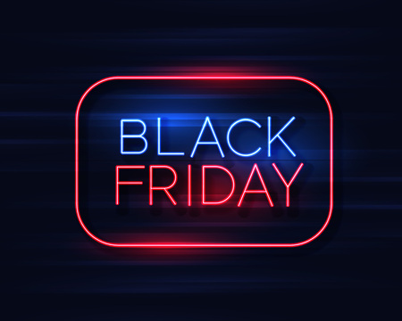 black friday neon sign backgroundのイラスト素材