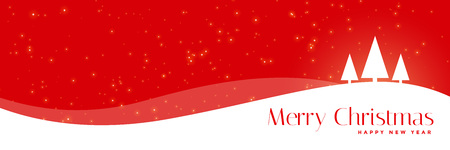 red christmas banner with treesのイラスト素材