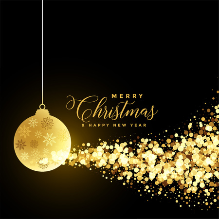 christmas festival greeting with xmas ball and golden particlesのイラスト素材