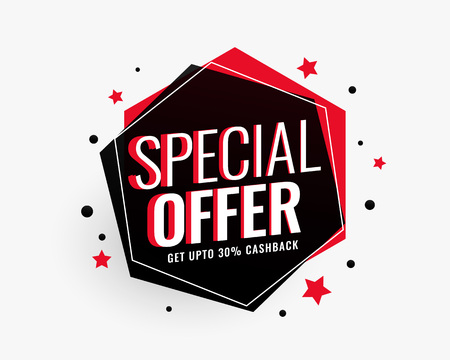 special offer sale banner in hexagonal shape with starsのイラスト素材