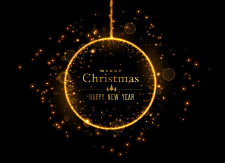 christmas shiny ball made with golden sparklesのイラスト素材