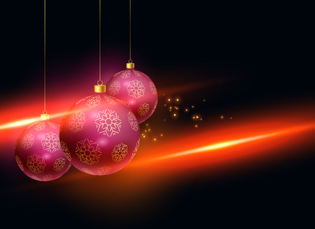stylish christmas balls with light effect backgroundのイラスト素材