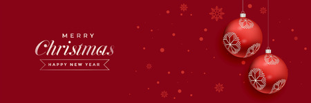 red christmas balls decoration banner designのイラスト素材