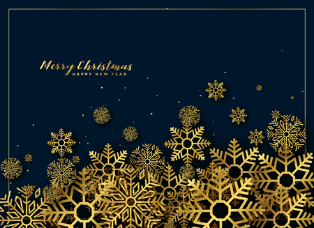 golden christmas snowflakes background decorationのイラスト素材