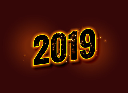 happy new year glowing 2019 backgroundのイラスト素材