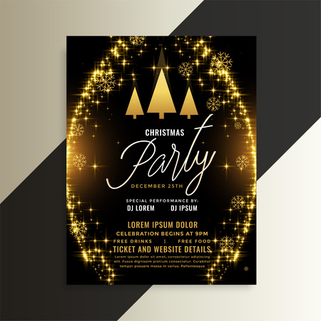 golden sparkles shiny christmas flyer template designのイラスト素材