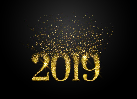 2019 written in sparkles and glitter styleのイラスト素材