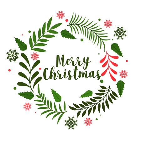 christmas leaves frame decoration backgroundのイラスト素材