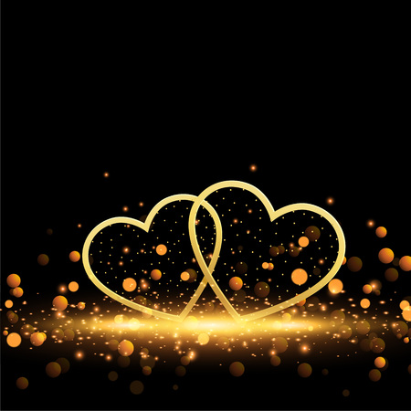 beautiful golden hearts on sparkles backgroundのイラスト素材