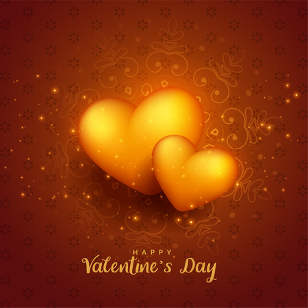 glowing golden 3d hearts valentines day backgroundのイラスト素材