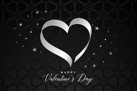 black background with ribbon heart for valentines dayのイラスト素材