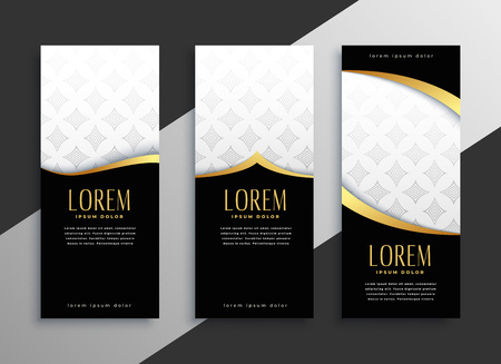 premium set of golden vertical bannersのイラスト素材