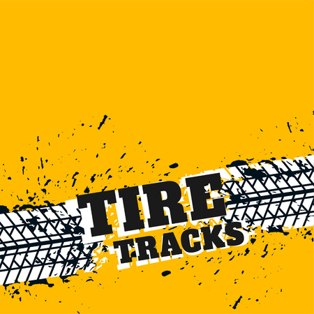 yellow background with grunge tire marksのイラスト素材