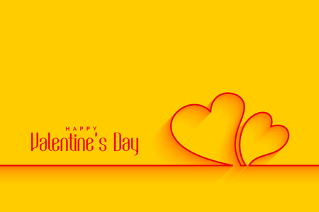 minimal line hearts shapes on yellow backgroundのイラスト素材