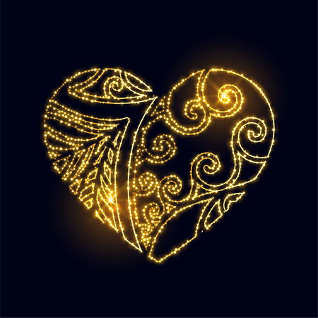 luxury creative golden heart made with sparkles backgroundのイラスト素材