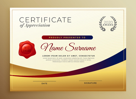 premium golden certificate of appreciation templateのイラスト素材