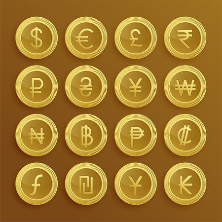 set of dolden currency icons and symbolsのイラスト素材