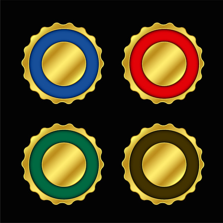 set of empty colors golden labels or badgeのイラスト素材