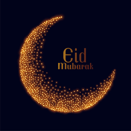 eid mubarak golden sparkle moon designのイラスト素材