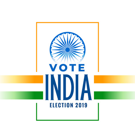 election 2019 banner with tricolor indian flagのイラスト素材