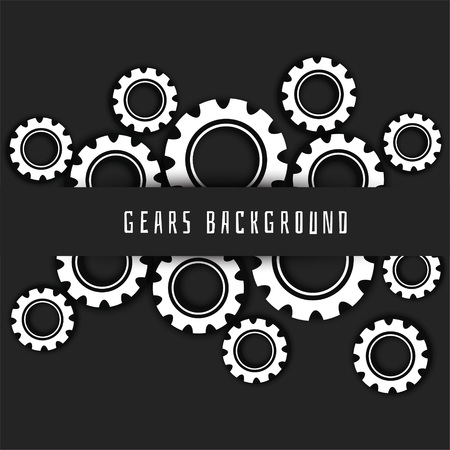 black background with white gears symbolのイラスト素材