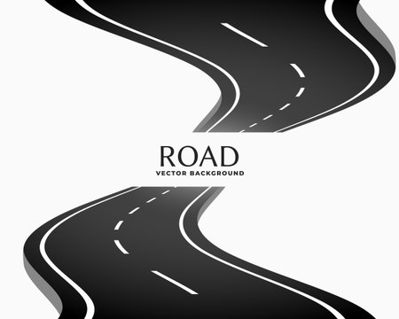 curved perspective road way with white markingsのイラスト素材