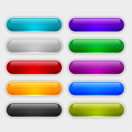 glossy web buttons set in different colorsのイラスト素材