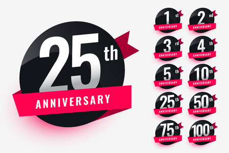ribbon anniversary labels set designのイラスト素材